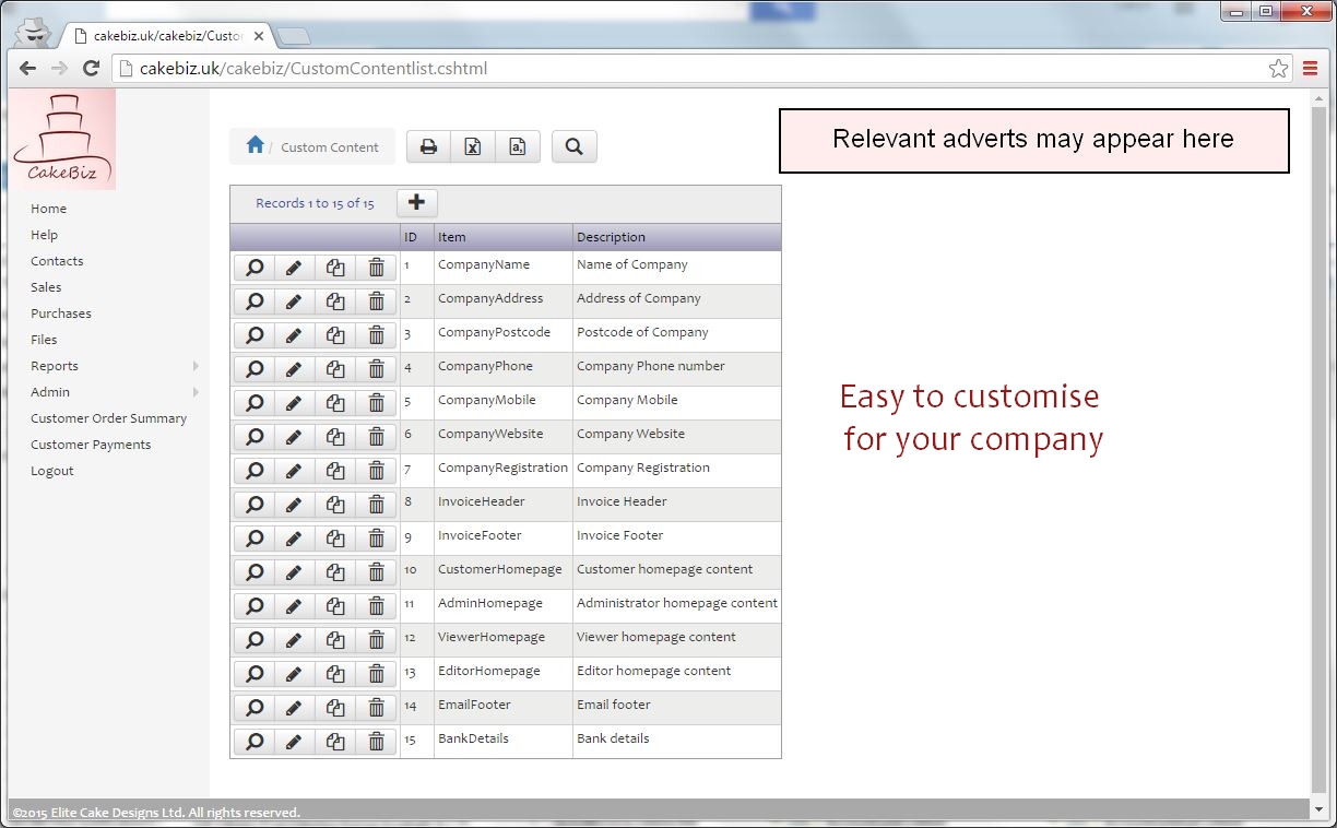 customise your company details